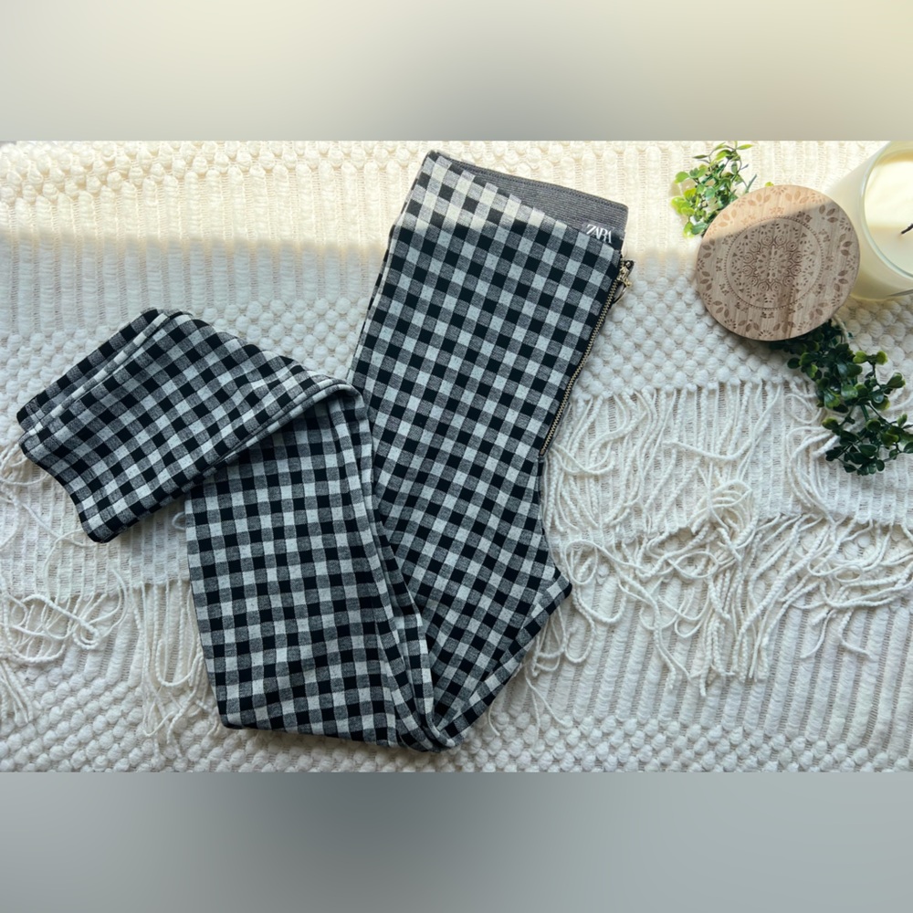 Zara Gingham High Rise Leggings Size S
